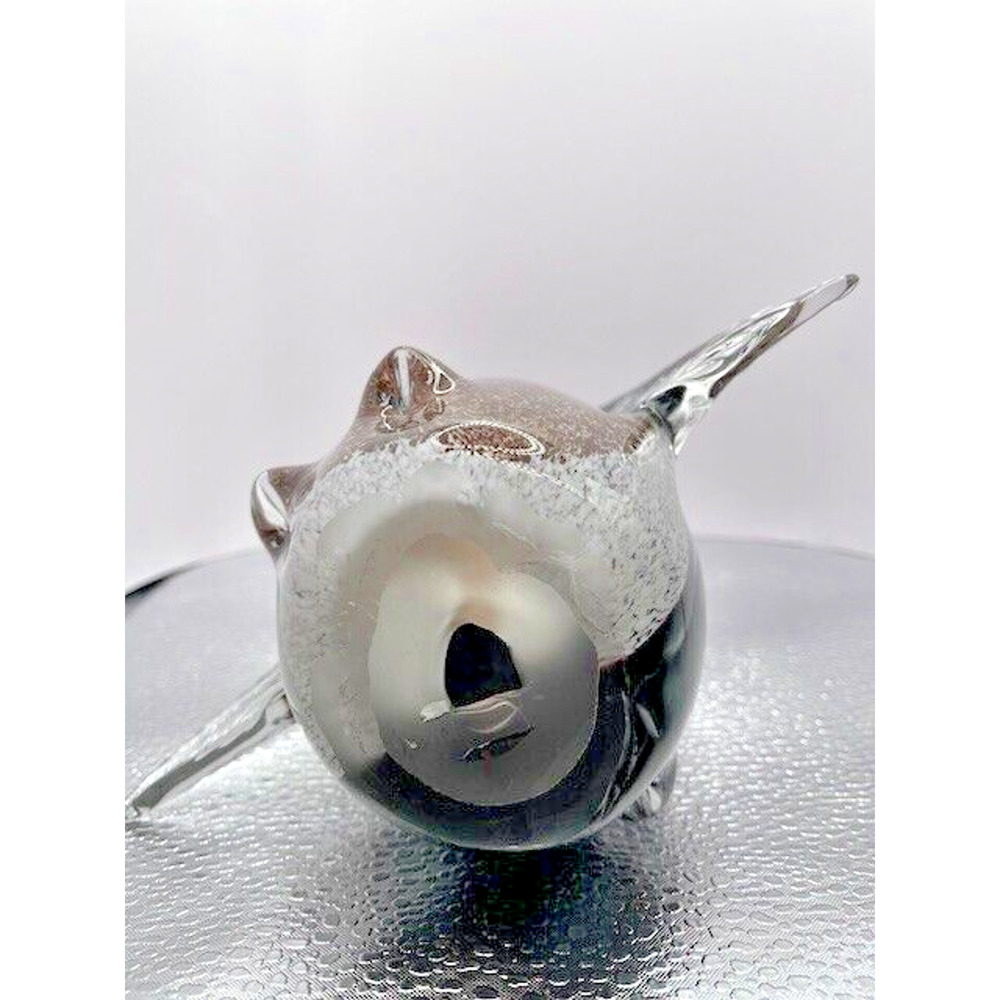 Murano Style Art Glass Penguin 7.5” X 7" Clear, Black, Brown - Picture 7 of 10